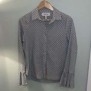 10 Crosby Derek Lam Gray Polka Dot Button Down Shirt